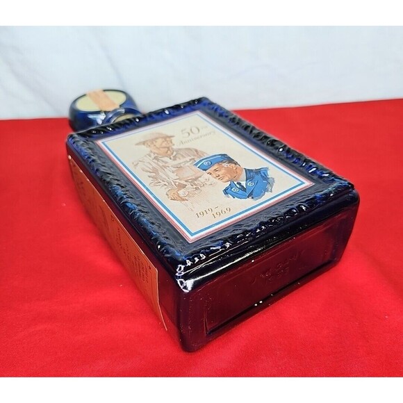 Cobalt Whisky Decanter Blue Liquor Bottle Anniversary VTG American Legion 50th - Picture 12 of 15